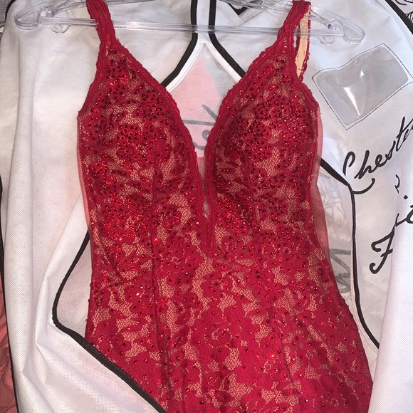 Chester & Felicity Red Sparkly Mermaid Prom Dress - Picture 8 of 8